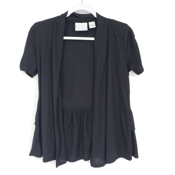 cg.l.cg Womens Open Front Black Flared Hem Blouse - Picture 1 of 5